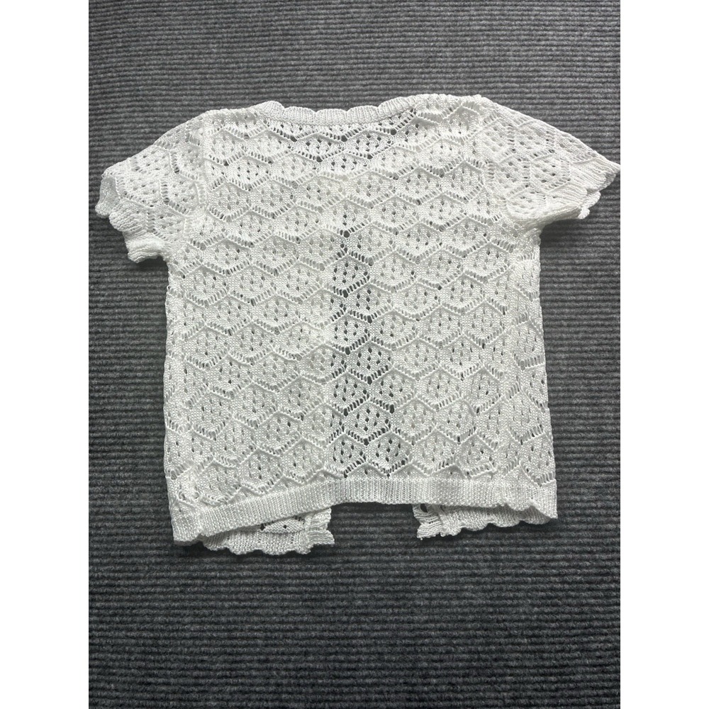 Women's Crochet 2 PC Beach Swim Coverup Set Short Sleeve & Shorts Sexy White XS - Picture 11 of 13